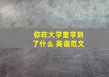 你在大学里学到了什么 英语范文